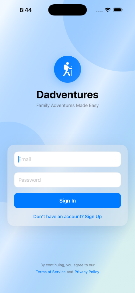 Dadventures launch screen — Cursor Composer-2